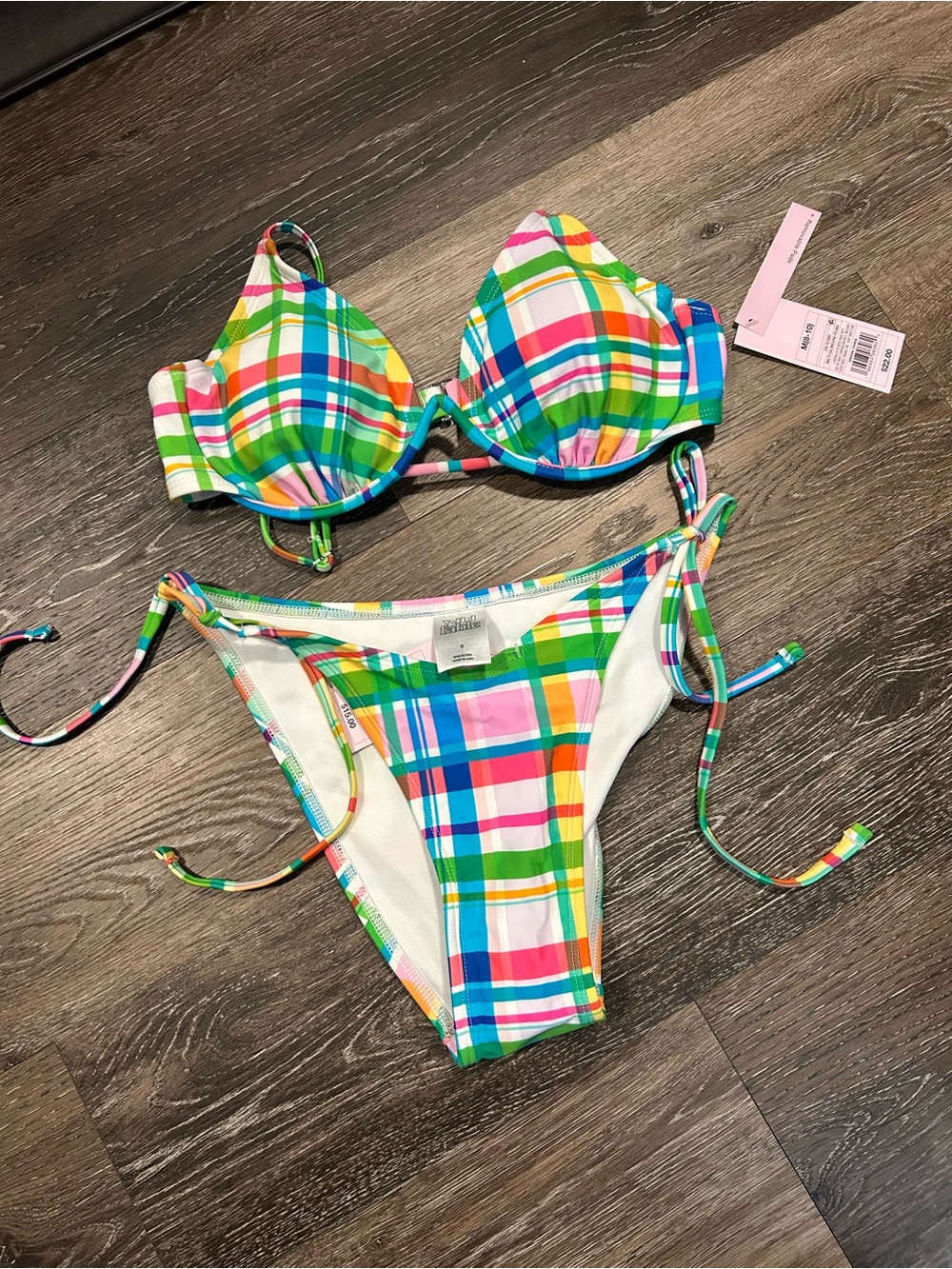 NWT wild fable Multicolor Plaid Bikini Set - M top and S bottom